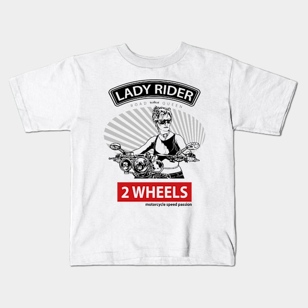 Lady Rider Road Queen, T-shirt for Biker, MotorCycle Rider Tee, Biker Gift Kids T-Shirt by Ben Foumen